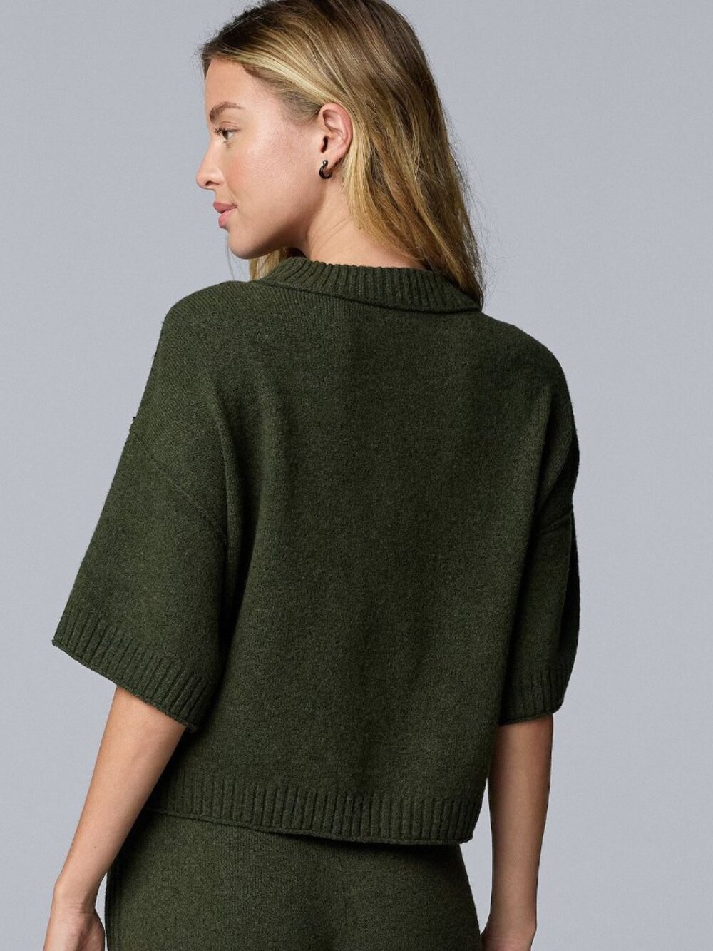 Simply Vera Vera Wang Luxe Cashmere Blend Short Sleeve Sweater (Size: L)